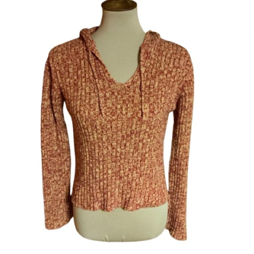 Vtg Y2K Burnt Orange hooded sweater